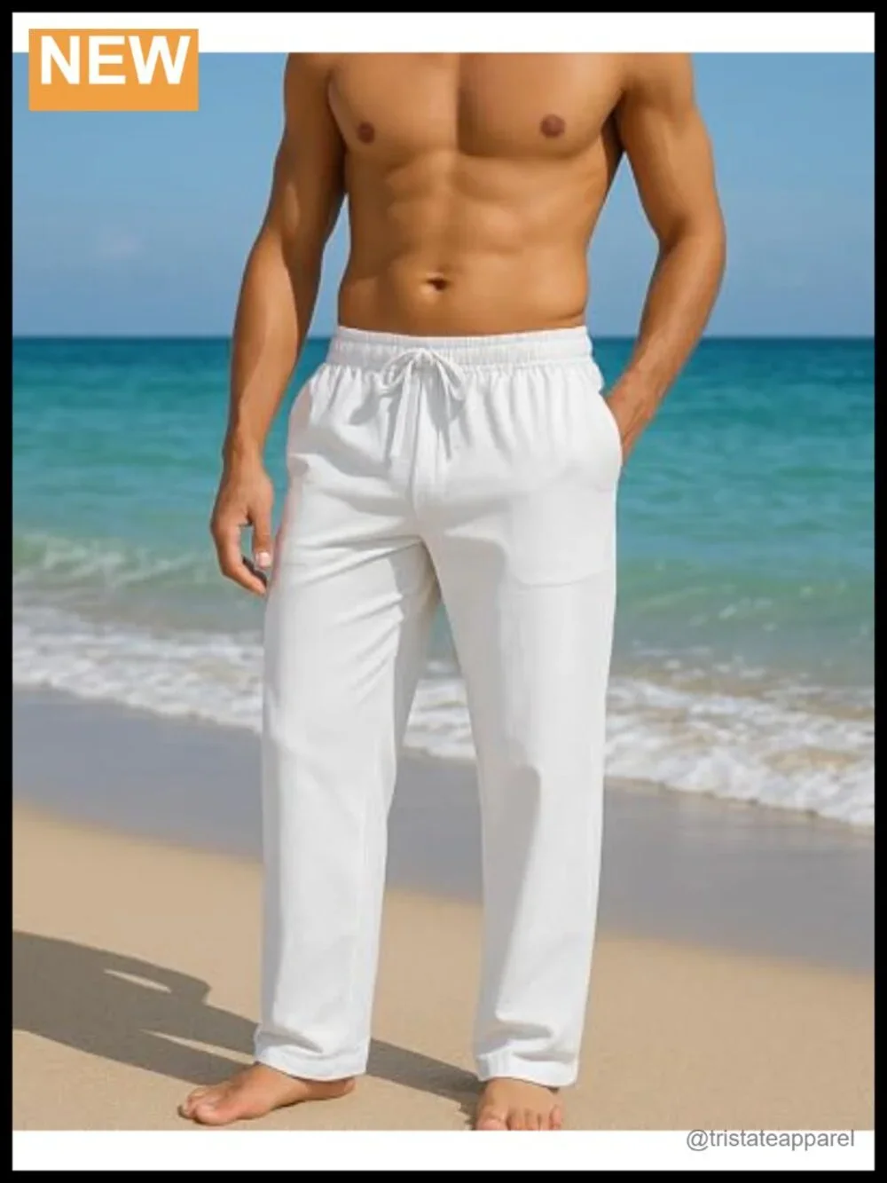 Cotton Linen Blend Elastic Waist Drawstring Loose Fit Casual Pants